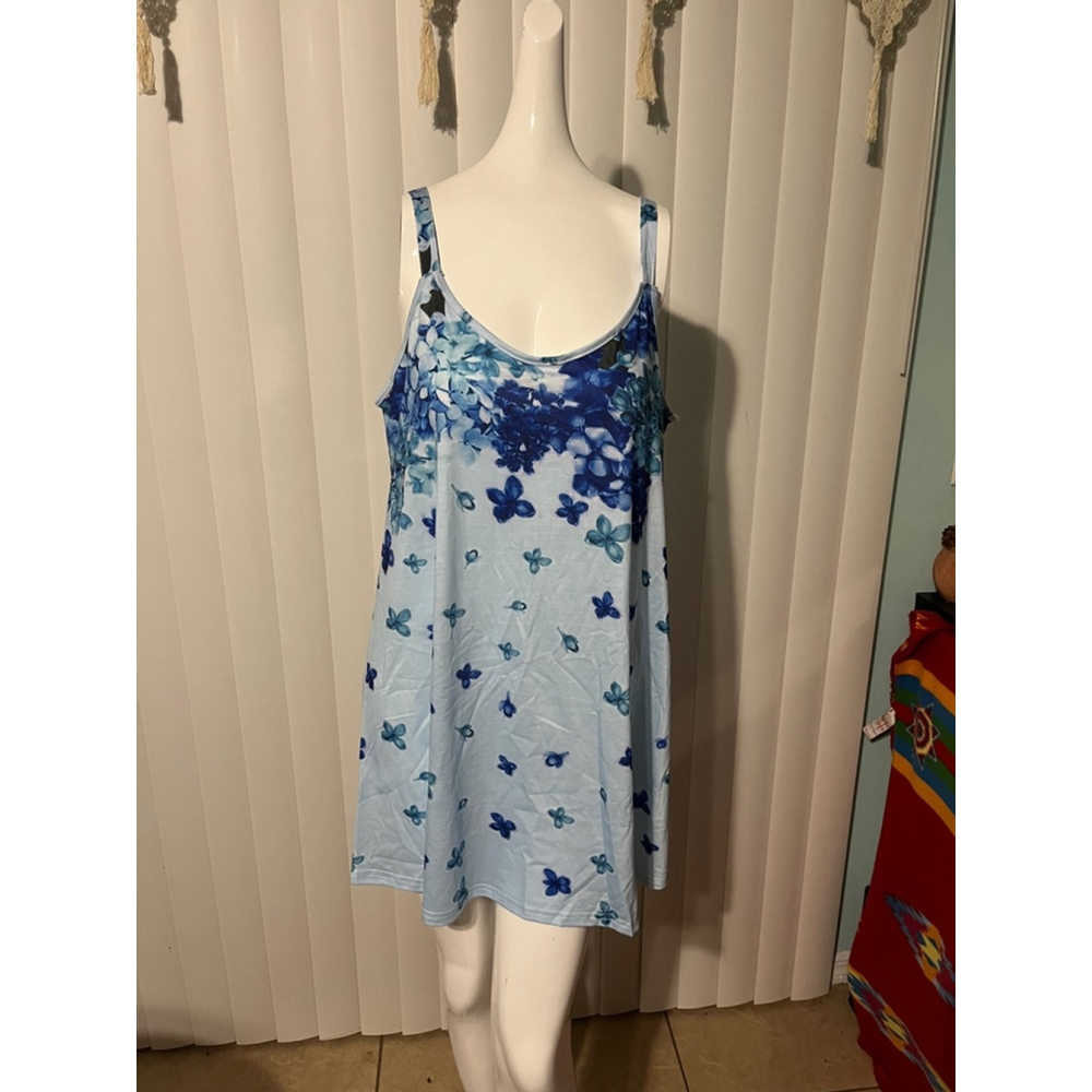Women's Misslook Dress Size L Blue Floral Print Sleeveless